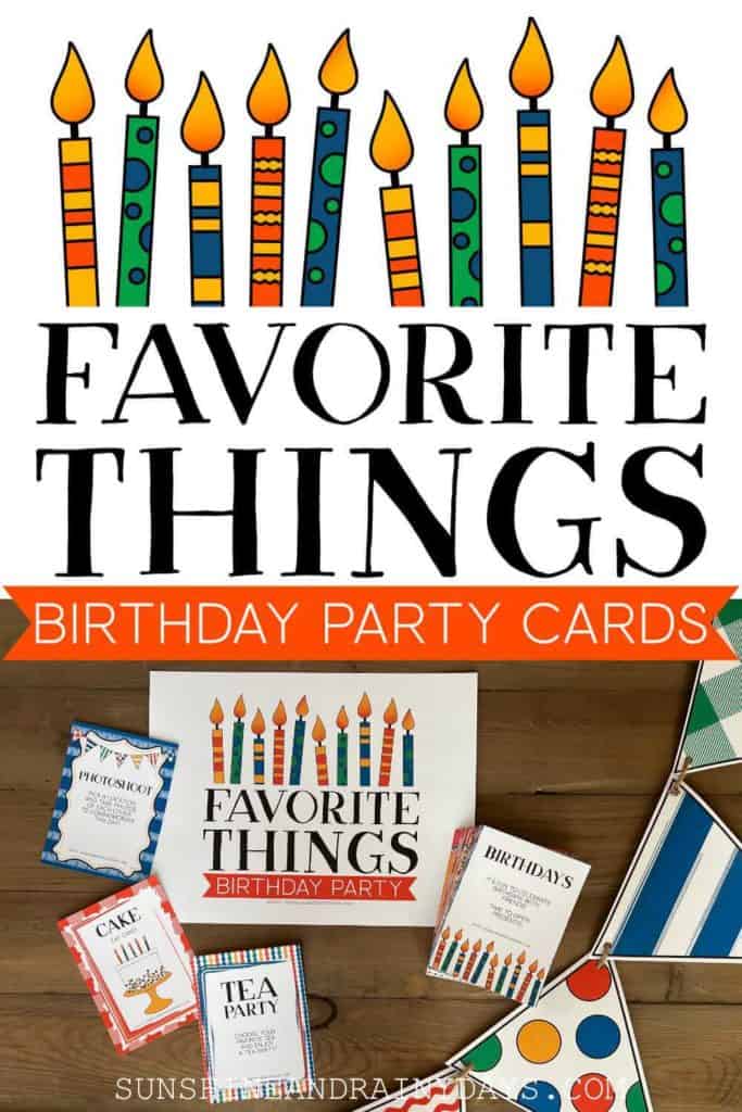 Favorite Things Birthday Party Cards