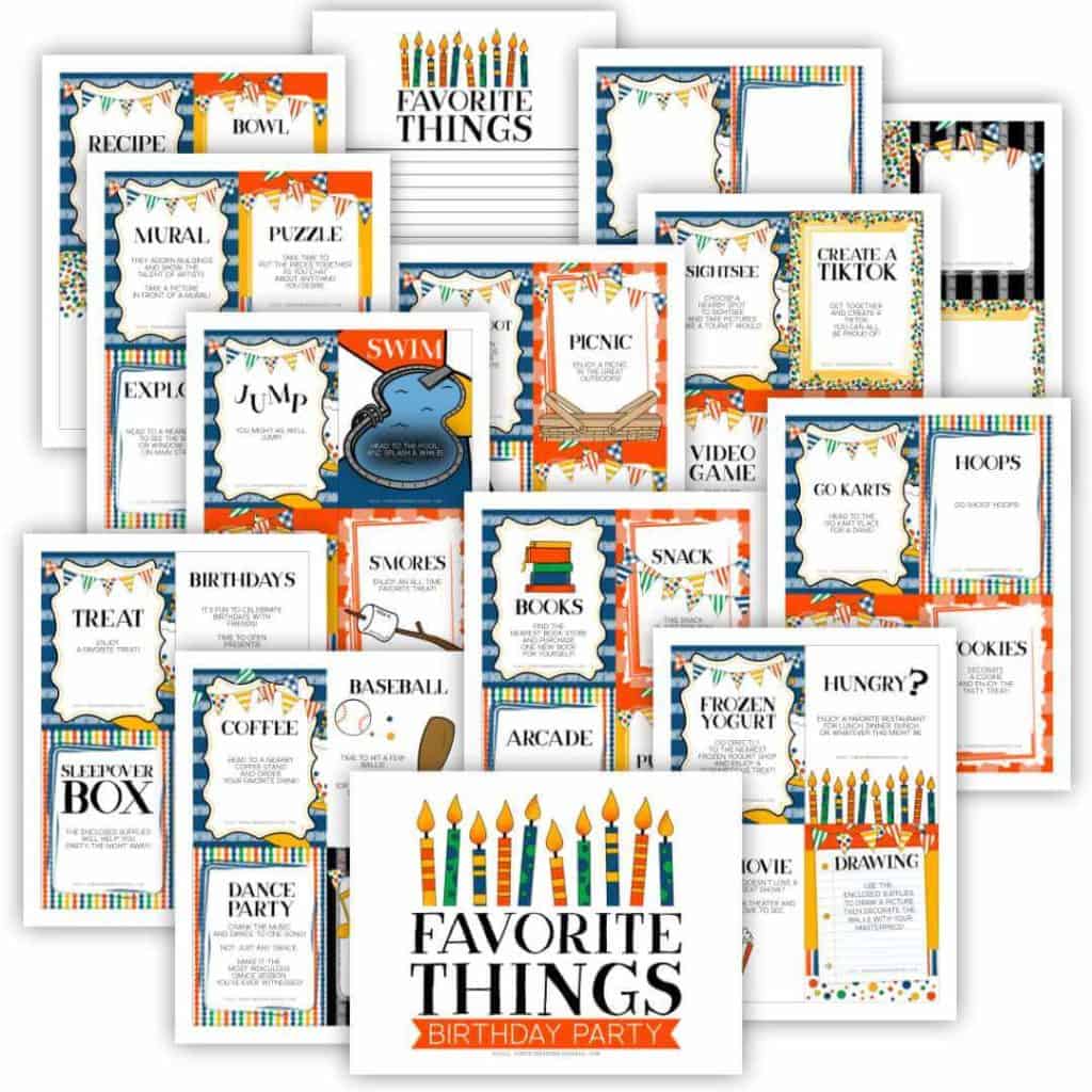 Favorite Things Birthday Party Printables