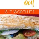 Panini Sandwich with the words: Eating Out - Is It Worth It?
