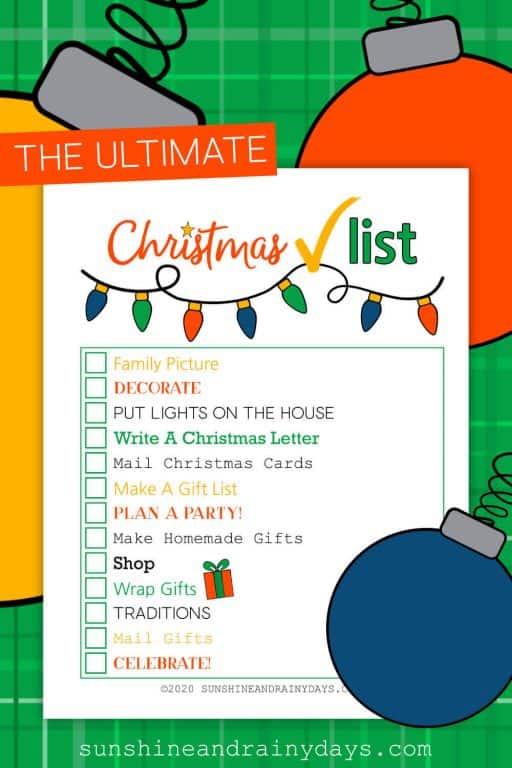 The Ultimate Christmas Checklist Sunshine and Rainy Days