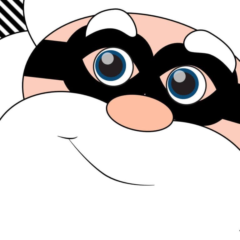 Image of a clipart Santa wearing thief glasses.