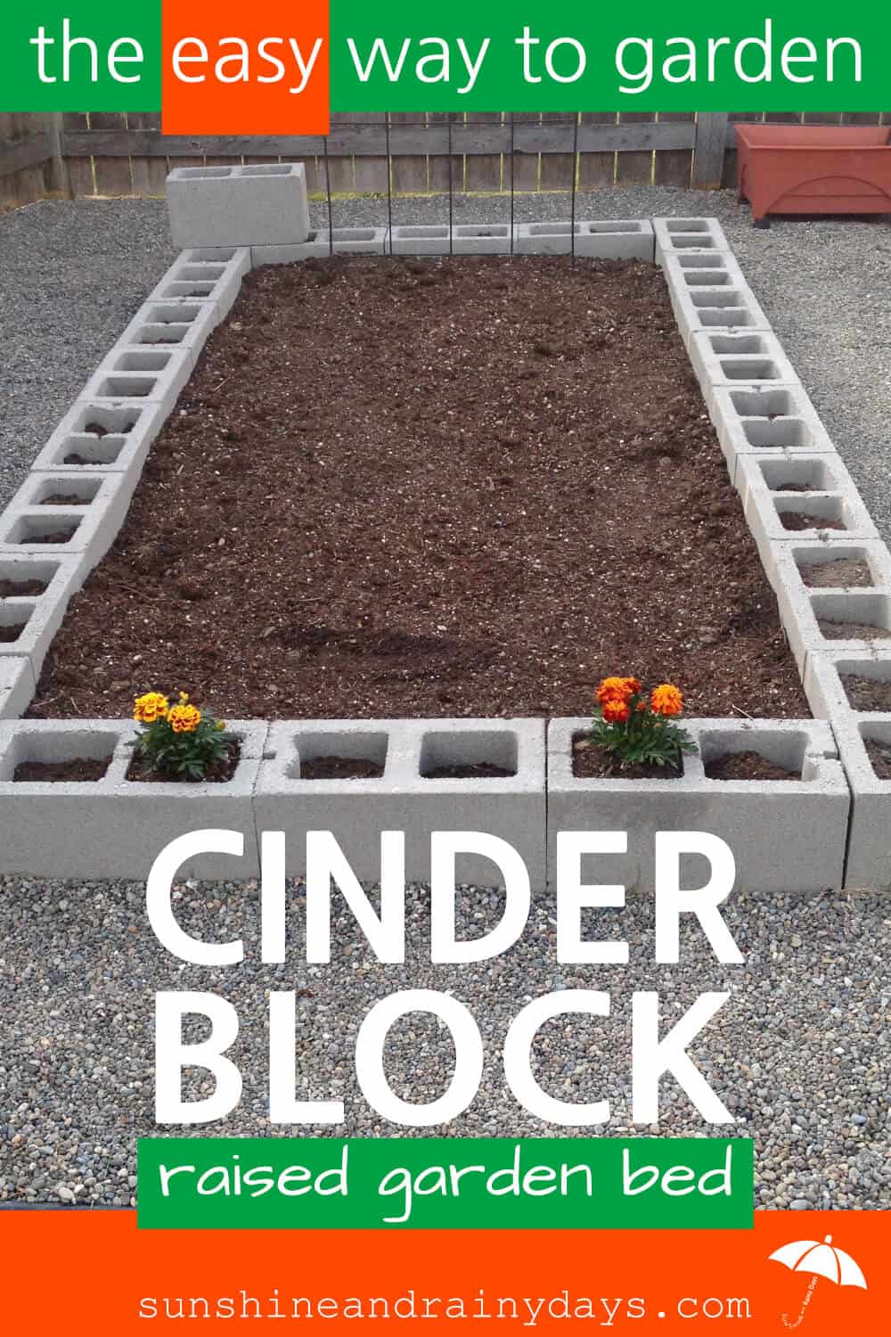 Image of Raspberry raised bed made of cinder blocks