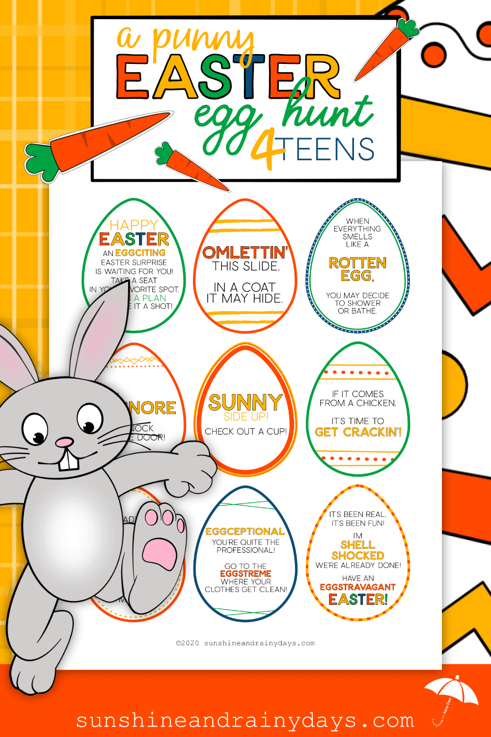 A Punny Easter Egg Hunt for Teens! Sunshine and Rainy Days