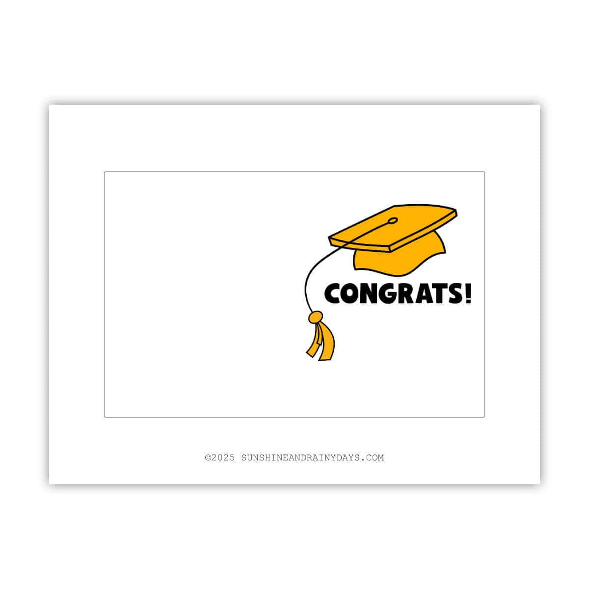 This printable graduation card has a yellow cap and says: Congrats!