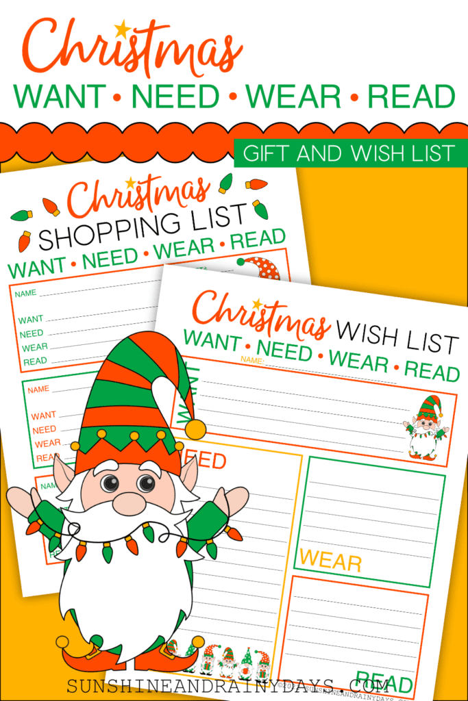 Christmas Wish List Printable: Want, Need, Wear, Read - Overstuffed Life