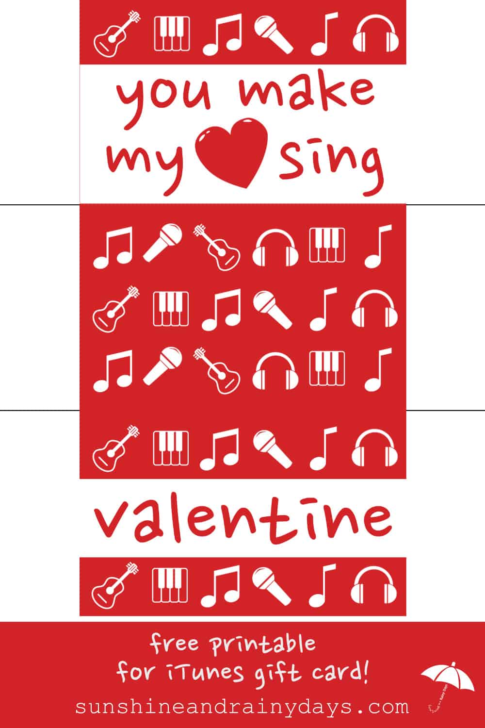 Are you giving the gift of music with an iTunes gift card this Valentine's Day? Throw it over the top with this Printable Valentine iTunes Gift Card Holder!