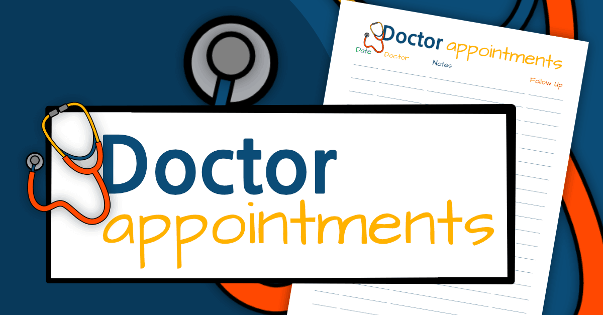 Doctor Appointments Printable - Track Your Doctor Visits - Sunshine And ...