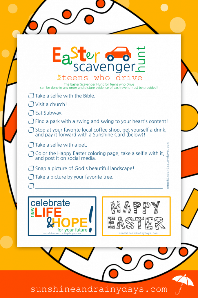 Easter Scavenger Hunt For Teenagers Who Drive Printable