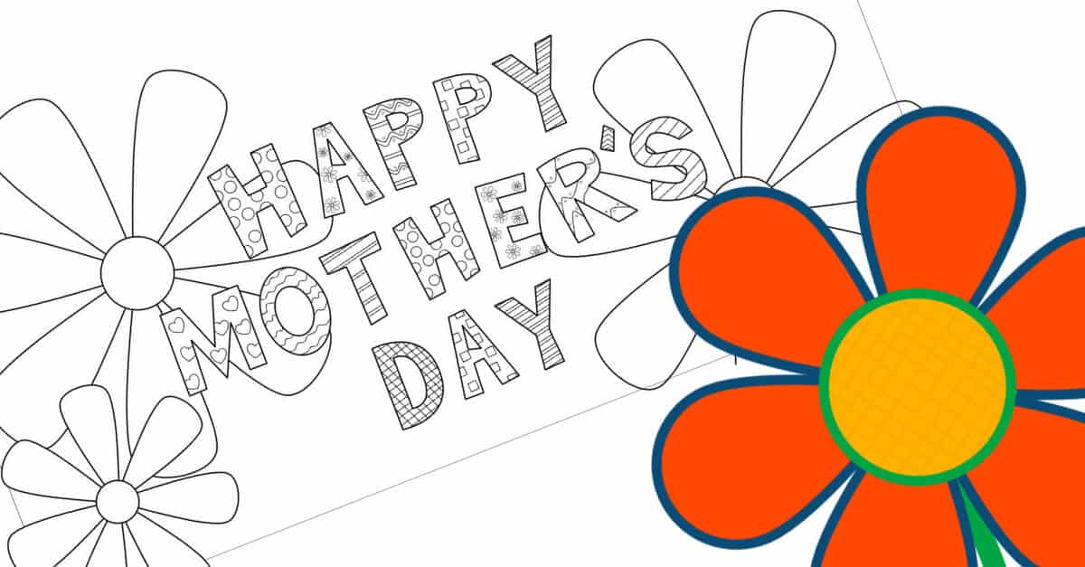Mother's Day Coloring Card - Sunshine And Rainy Days