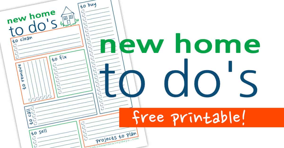 New home to do list free printable sunshine and rainy days