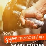 Man's hand on a barbell with the words: How A Gym Membership Saves Money