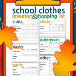Back To School Clothes Inventory And Shopping List