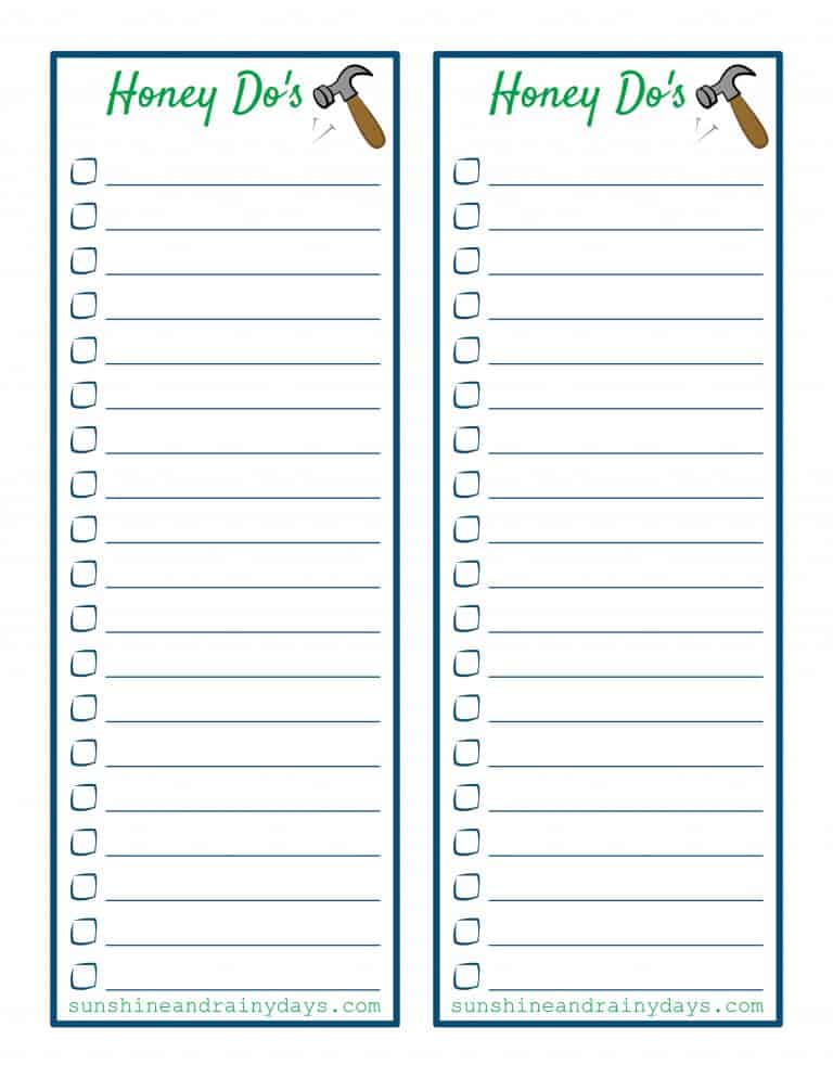 Honey Do's Printable! - Sunshine and Rainy Days
