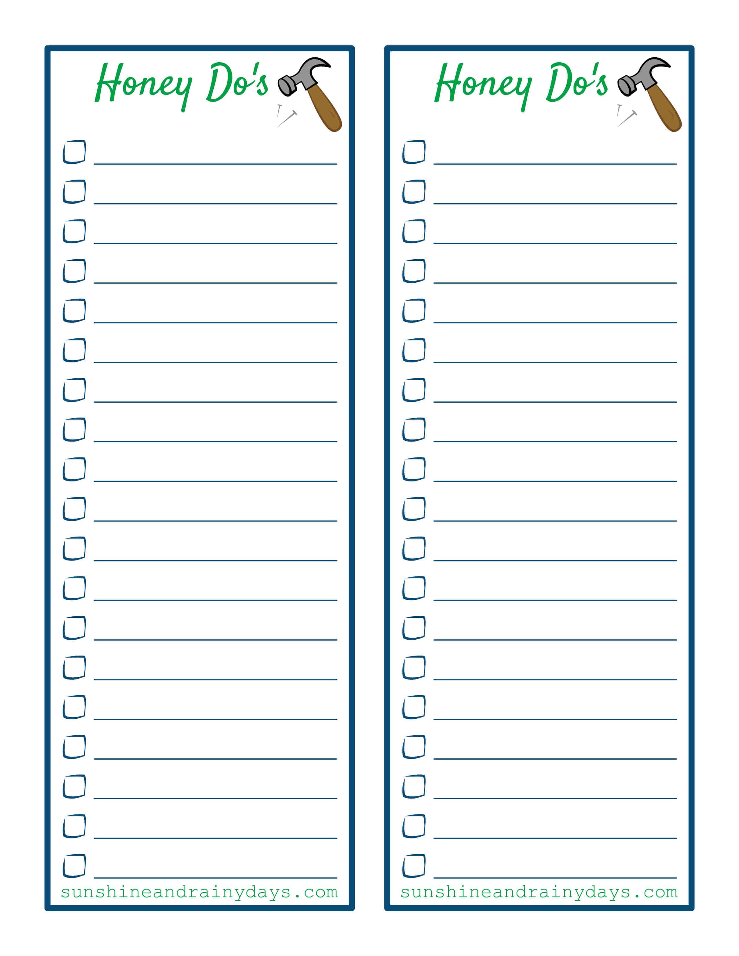 Free Honey Do List Template - FREE PRINTABLE TEMPLATES