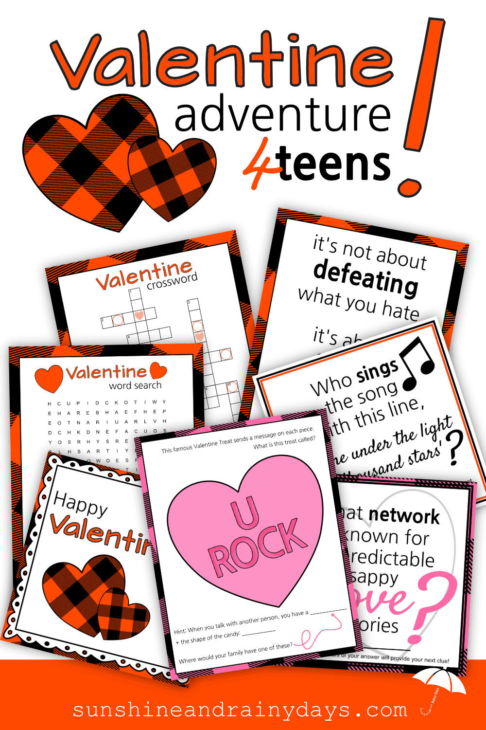 Valentine Crossword Puzzle - Sunshine and Rainy Days