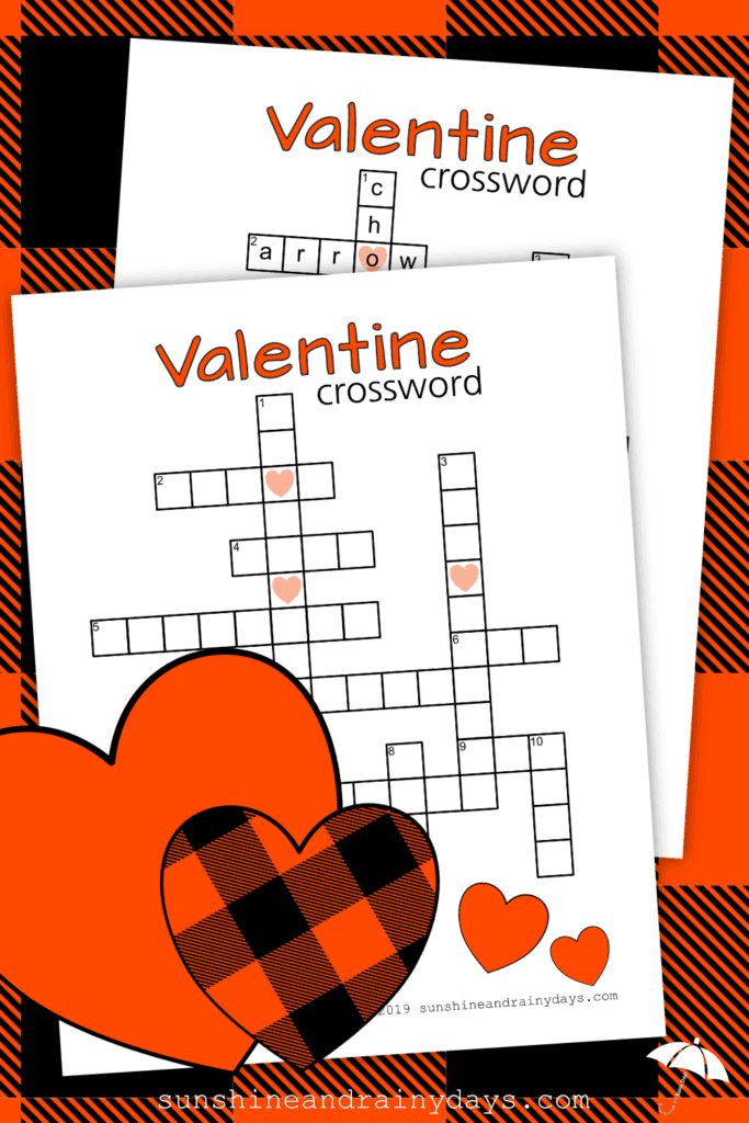 Valentine Crossword Puzzle Sunshine and Rainy Days