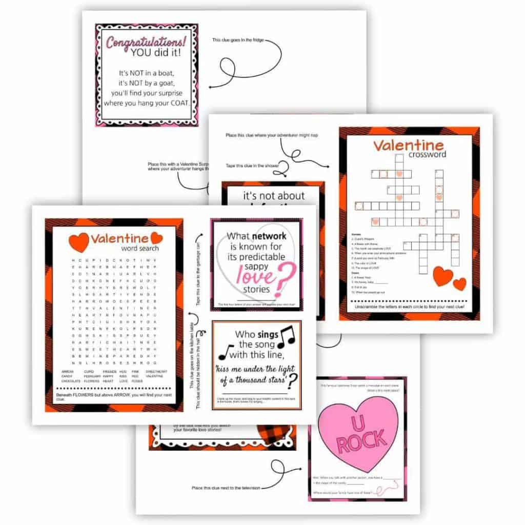 Printable Valentines Scavenger Hunt Clues