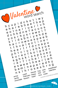 valentine word search printable sunshine and rainy days