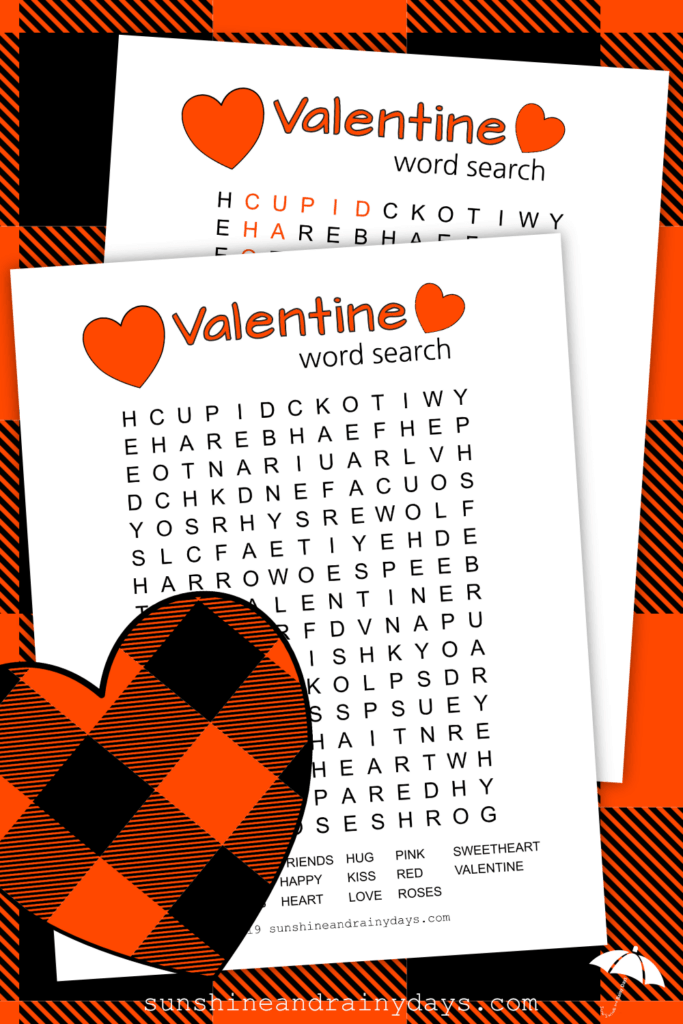 Valentine Word Search Printable Sunshine and Rainy Days