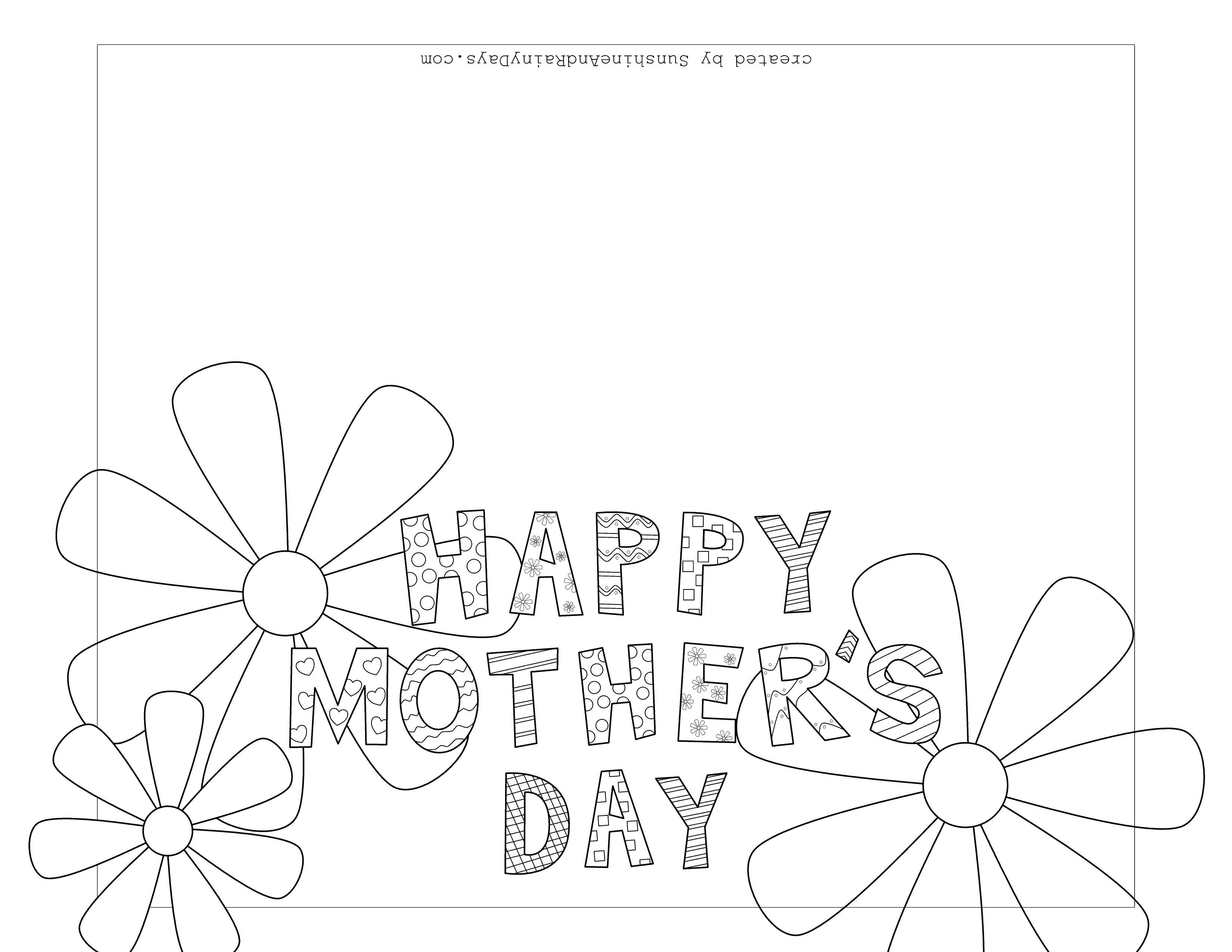 Mother's Day Coloring Card Sunshine and Rainy Days