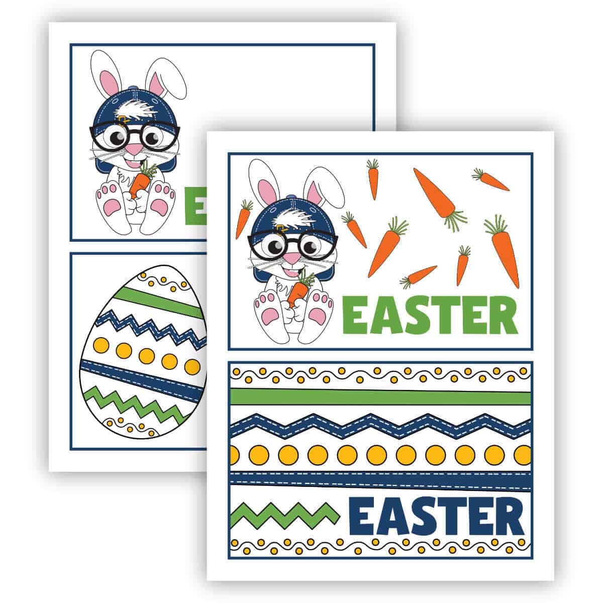 Two printable pages with Easter storage bin labels on them.