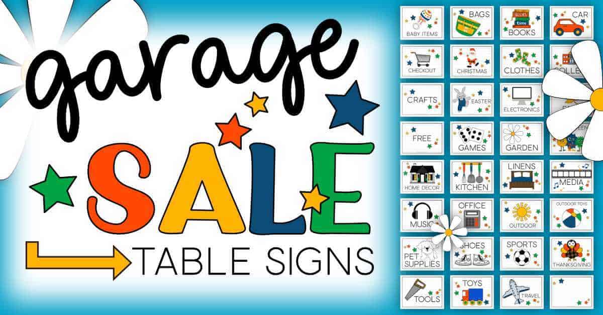 Garage Sale Table Signs To Organize Your Sale Sunshine and Rainy Days
