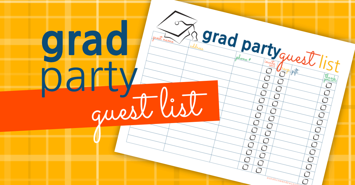 Graduation Party Guest List Template