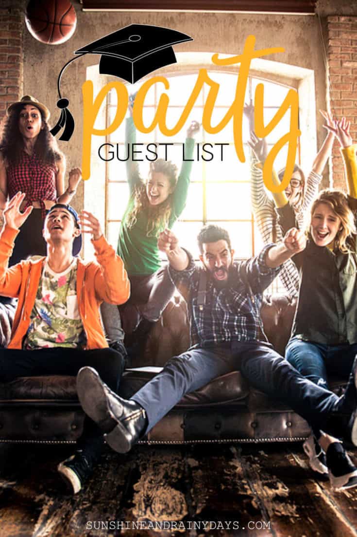Graduation Party Guest List Sunshine and Rainy Days