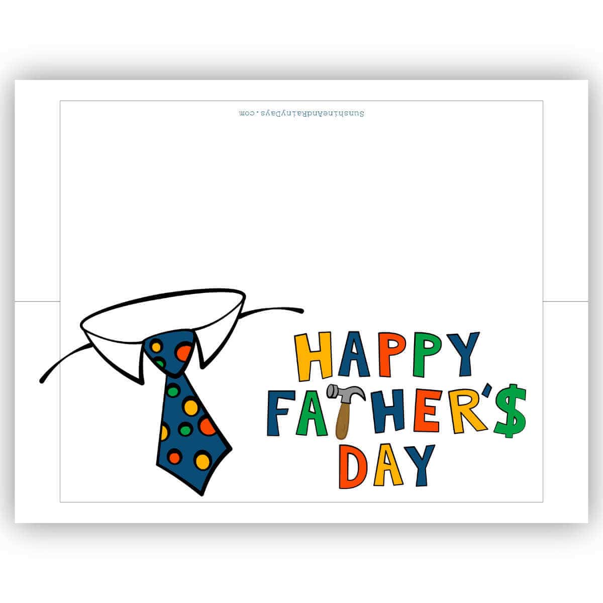 Image of a Happy Father's Day card printable on a blank background.