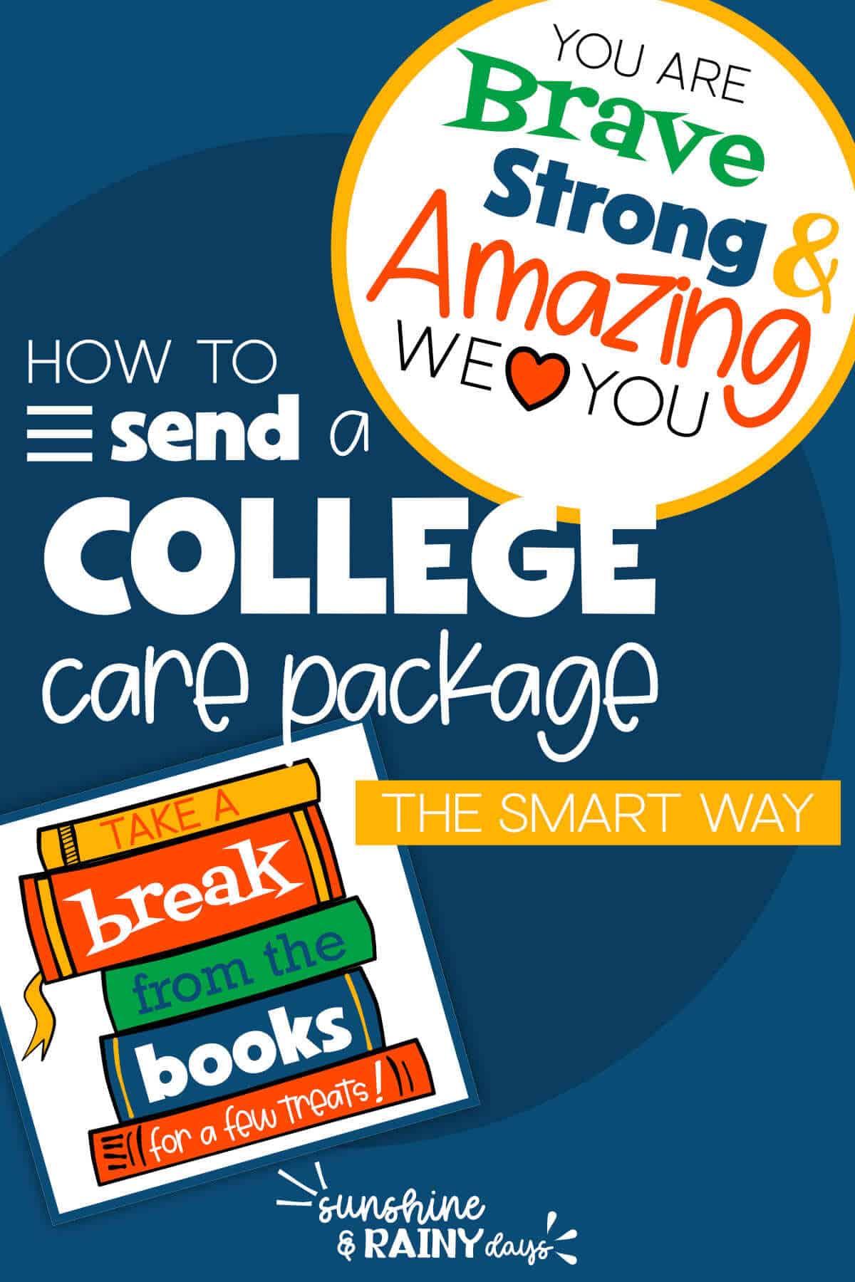 Printables to put on box flaps of a college care package.