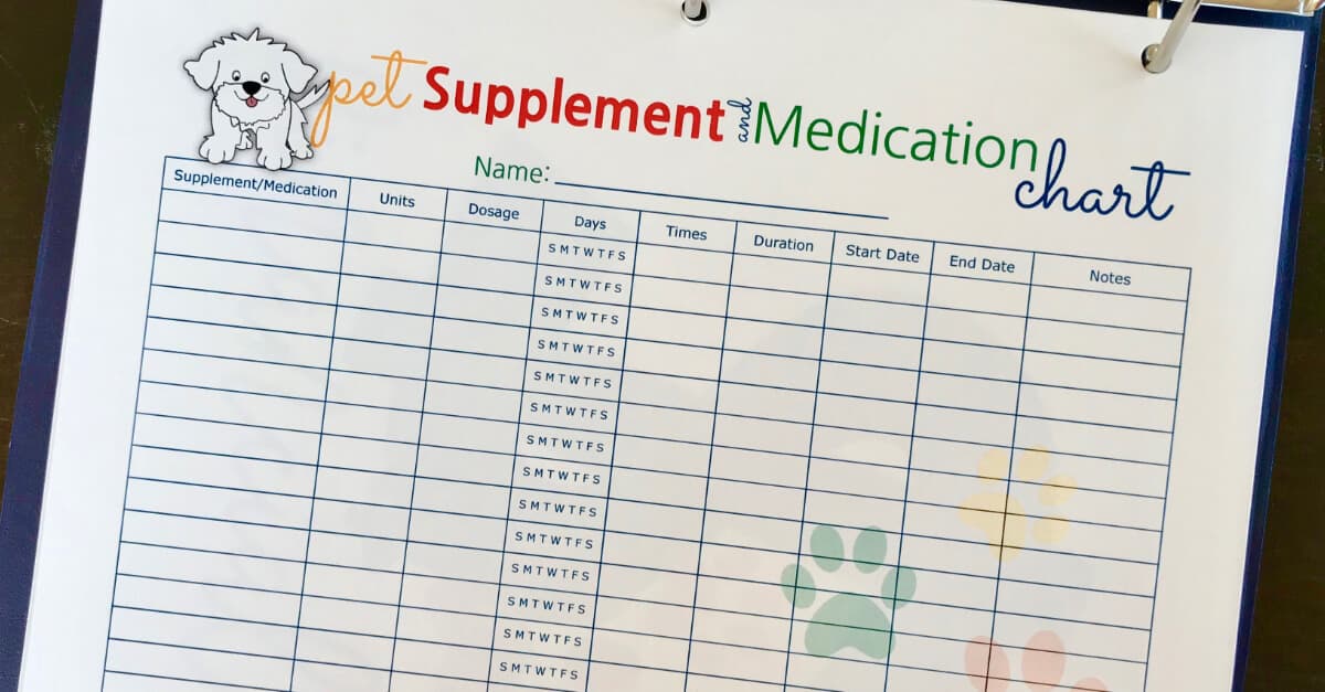 Pet Medication Chart