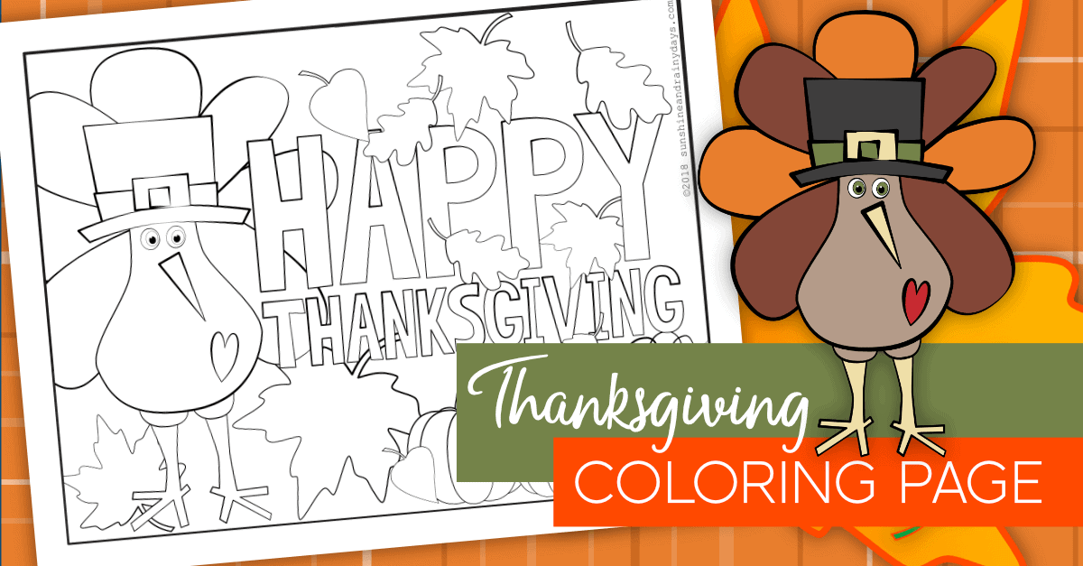 Thanksgiving Coloring Page - Sunshine and Rainy Days