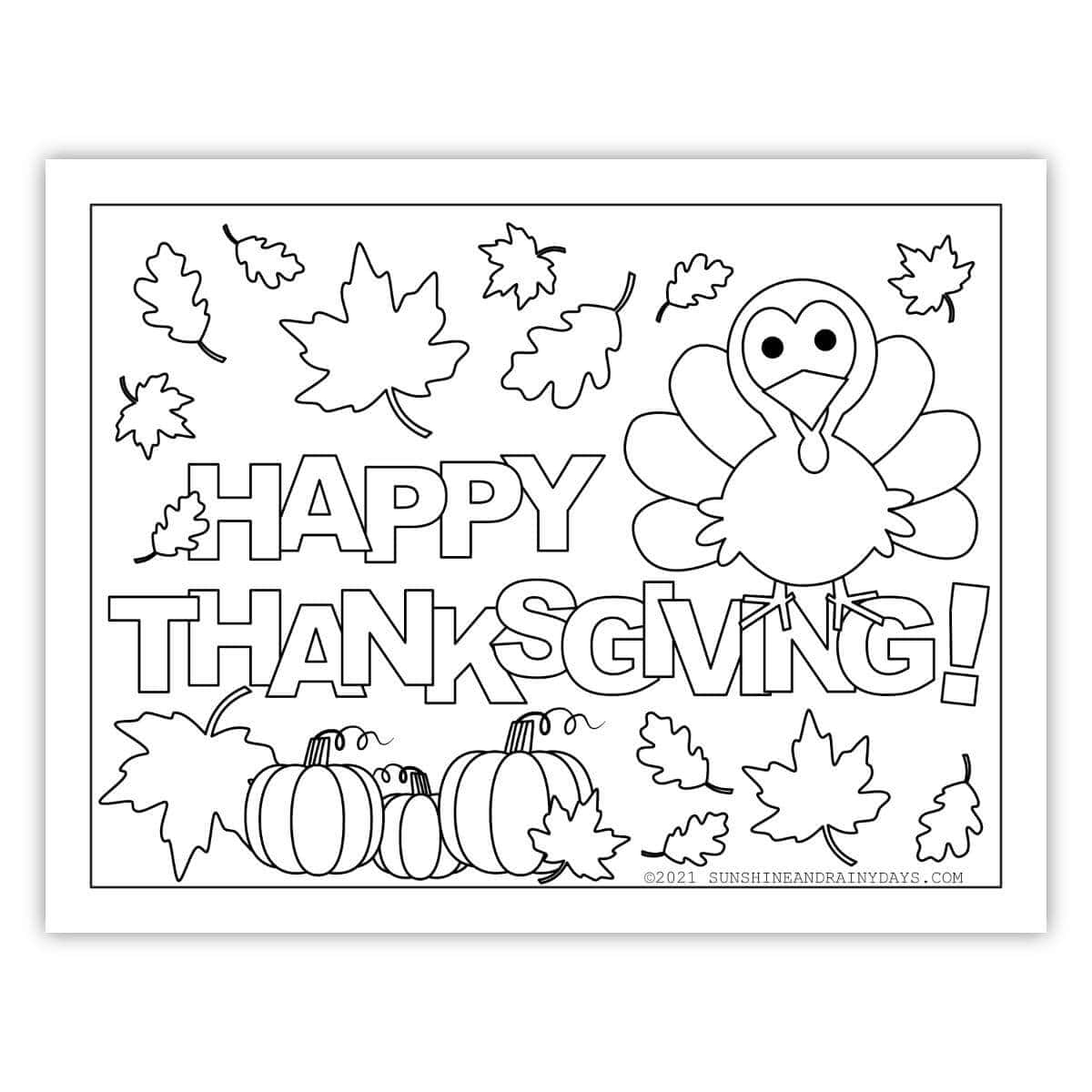 Printable Thanksgiving coloring sheet.