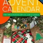 A USPS box full of Advent gifts and decorated with Advent Calendar Printables.