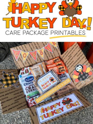 Thanksgiving care package printables and ideas for college students.