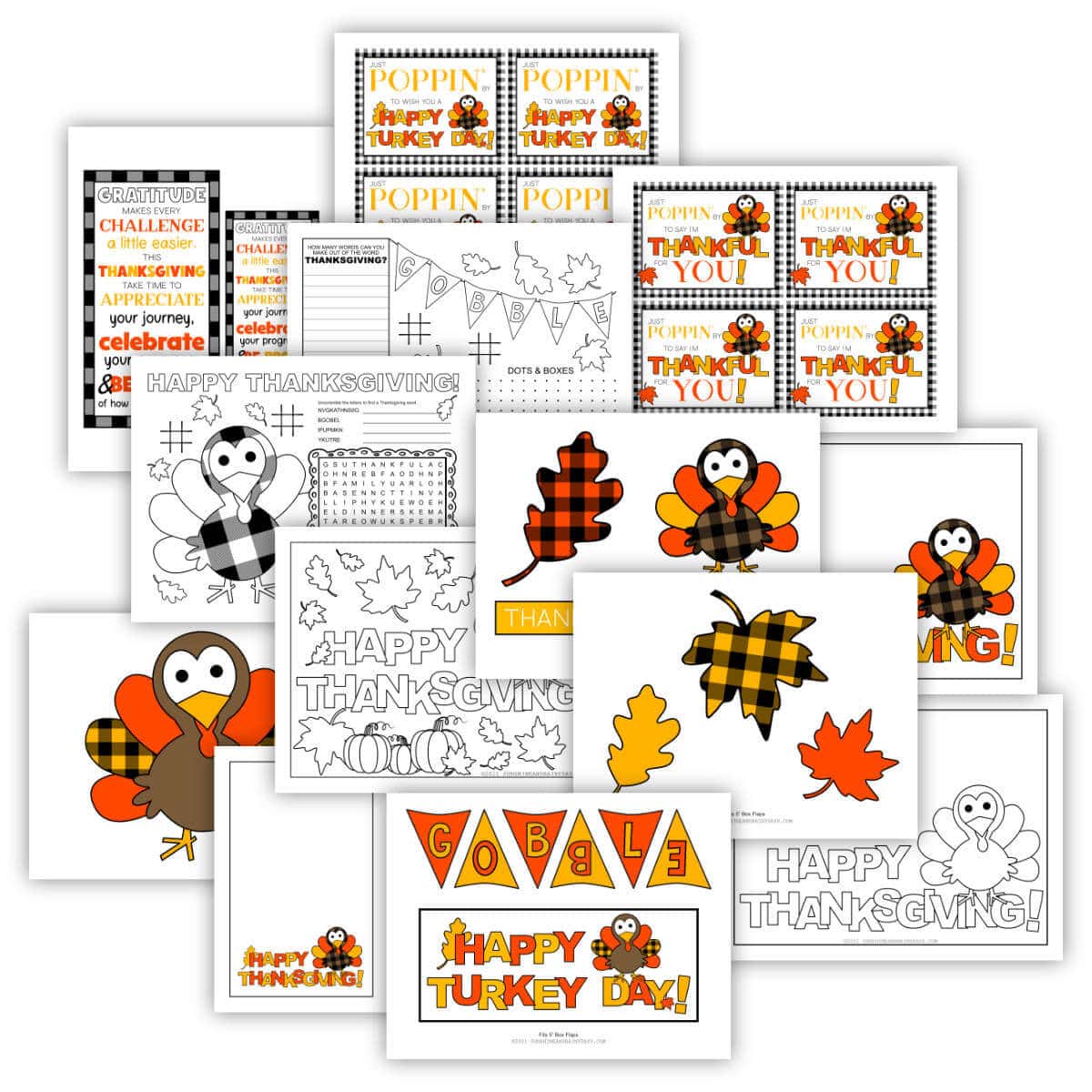 Thanksgiving care package printable pages.