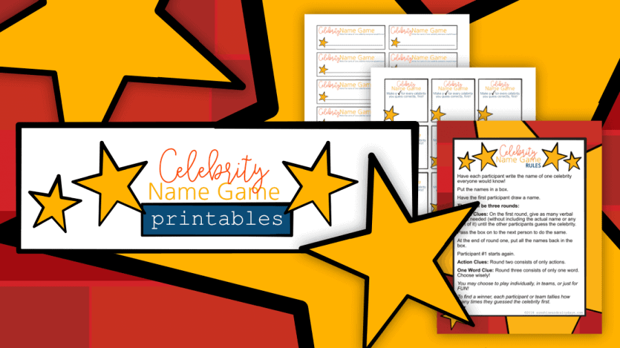 Celebrity Name Game Printables For Teen Parties - Sunshine and Rainy Days