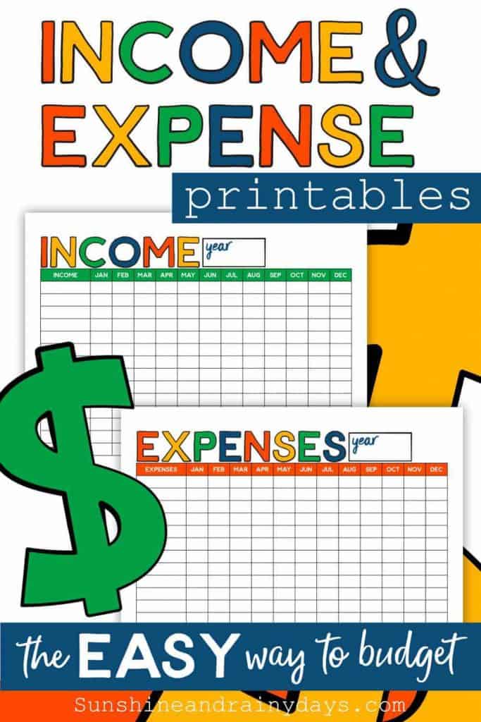 Income and Expense printables