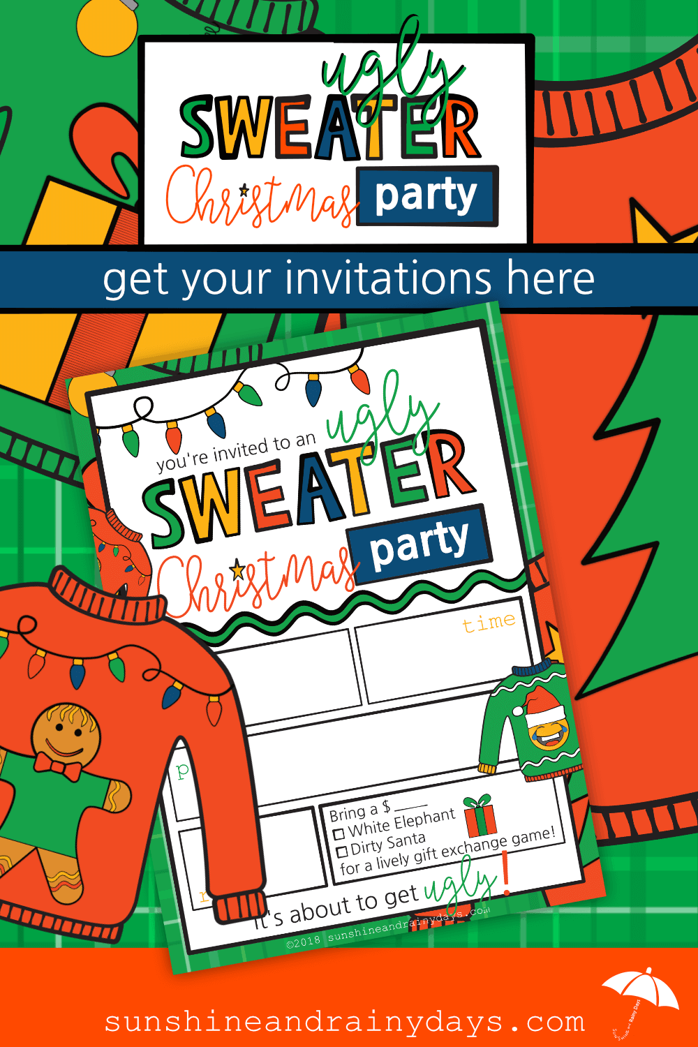 Are you ready to party? How about a party that consists of your friends wearing their prized Christmas Sweaters ... otherwise known as an Ugly Sweater Christmas Party! We've got Printable Ugly Sweater Christmas Party Invites just for you! Ugly Sweater Christmas Party | Ugly Sweater Christmas Party Invitations | Christmas Printables | #uglysweater #uglyChristmasSweaterParty #SARD
