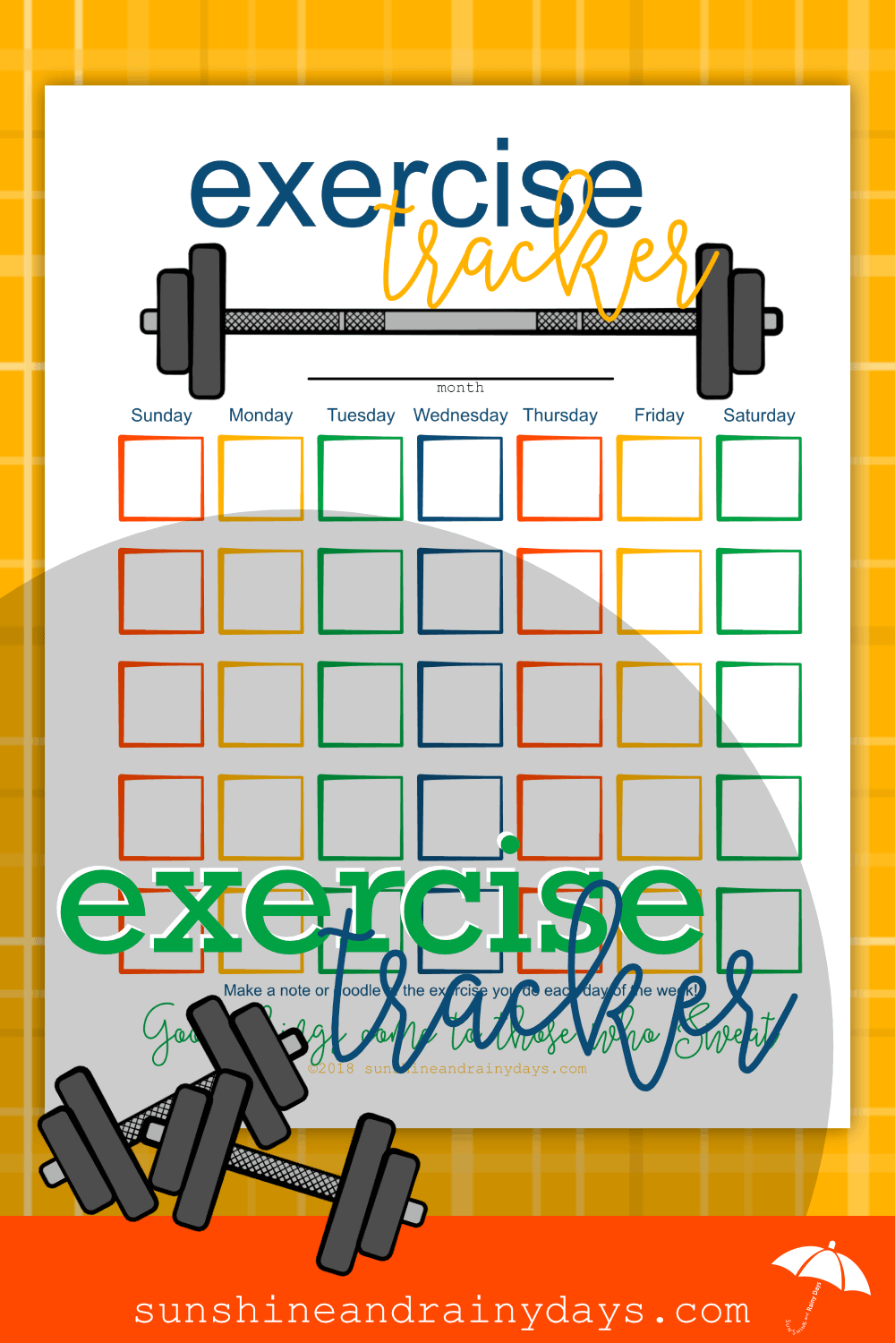 Printable Exercise Tracker Sunshine And Rainy Days