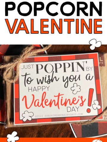 Just Poppin' By To Wish You A Happy Valentine's Day tag on a bag of microwave popcorn!