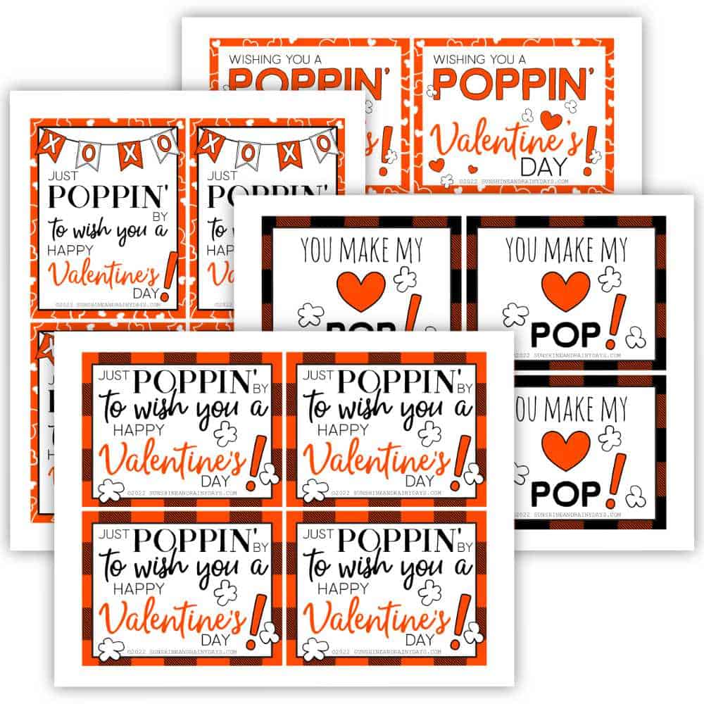 Popcorn Valentine printables.