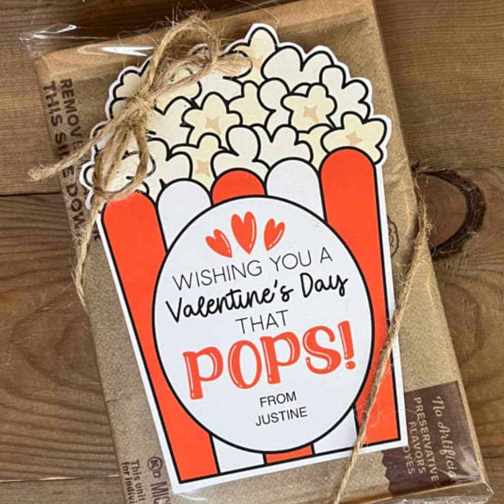 Valentine Popcorn Tag With Name Personalization.