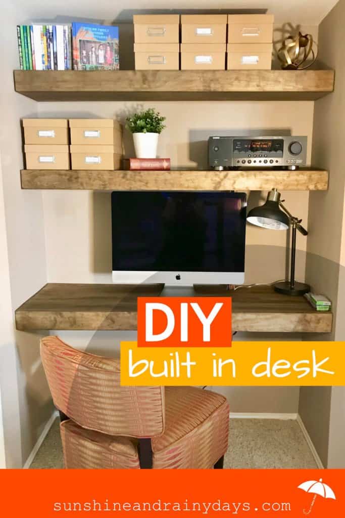 Do you have a nook begging for a Built In Desk? Check out what we did in our own awkward little nook! I'm super excited about this built in desk as it turned out so nice! The space, that was so awkward before, now looks like it was always meant to be.