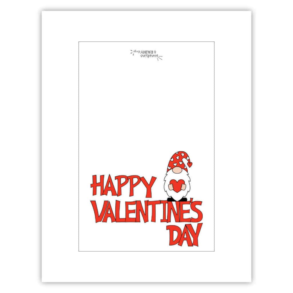 Gnome Happy Valentine's Day card you can print at home.