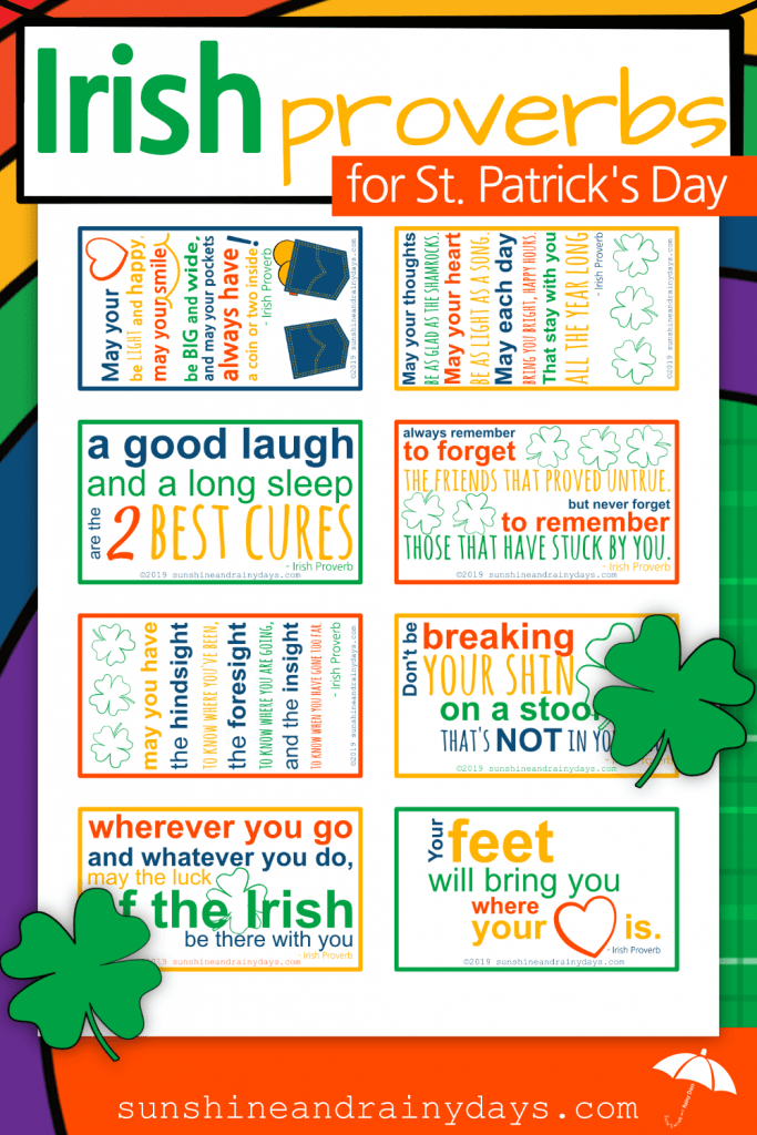 Irish Proverbs Printable For St. Patrick's Day - Sunshine and Rainy Days