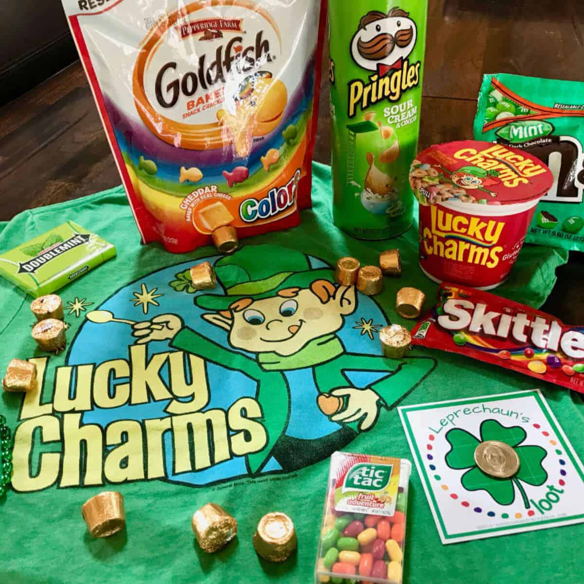 Lots of festive and green items to put in a St. Patrick's Day care package.