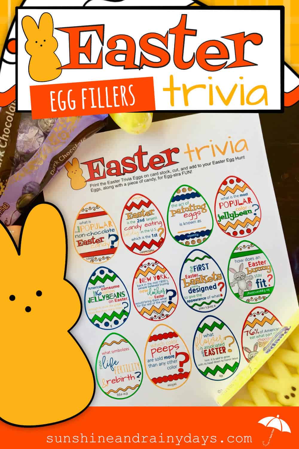 Easter Trivia egg fillers for Easter Egg Hunts.