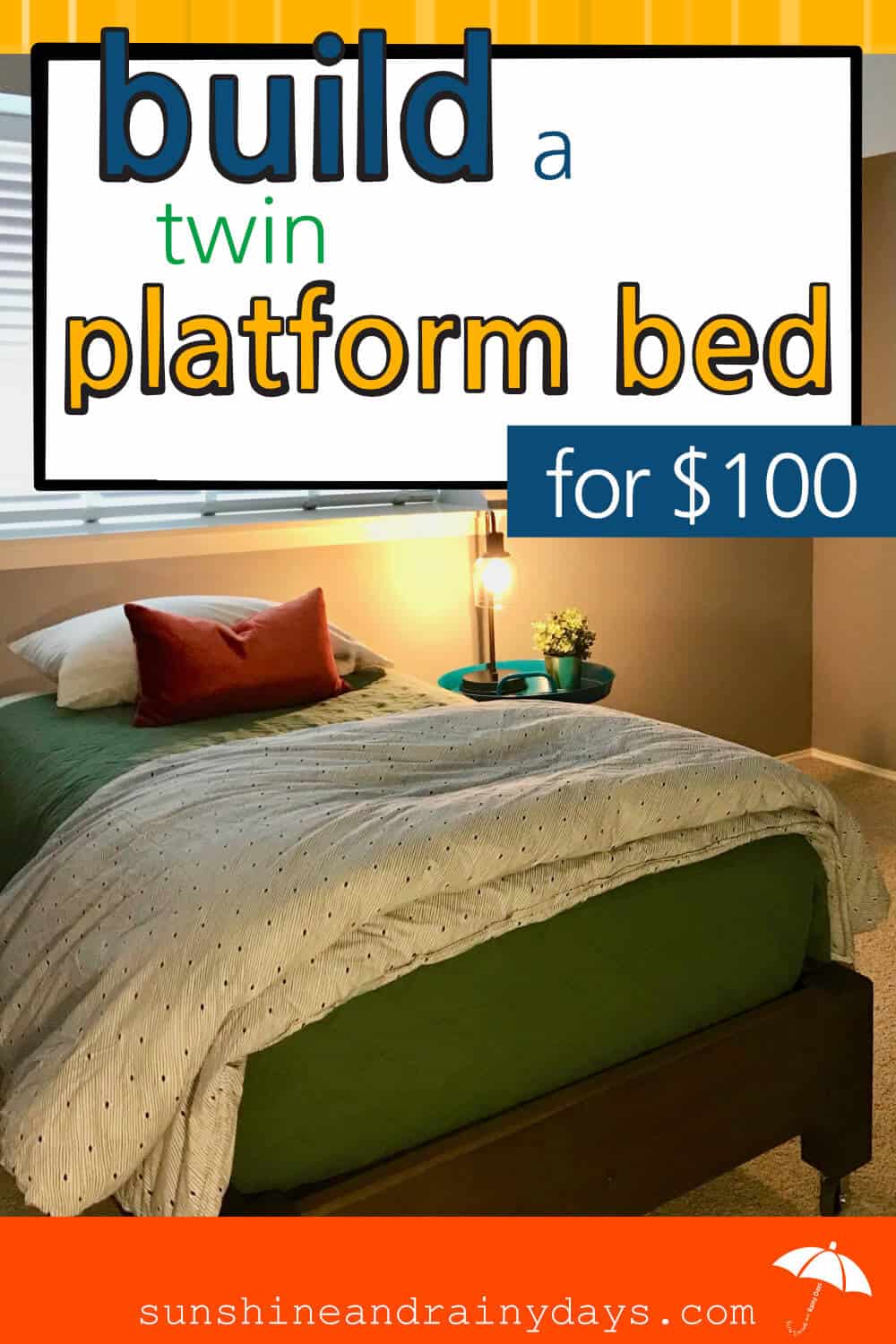 This bed is a DIY Twin Platform Bed!