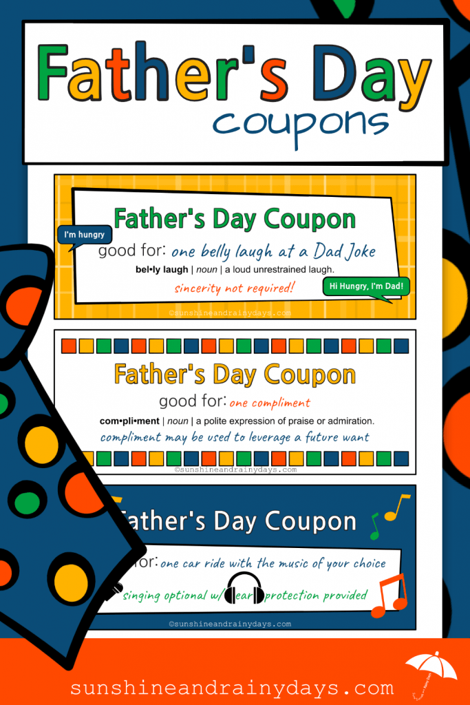 Father's Day Coupons Sunshine and Rainy Days